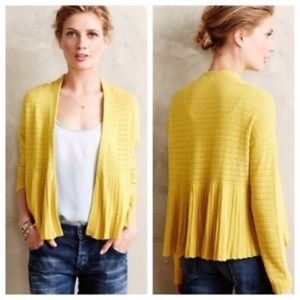 Anthropologie Moth Peplum Open Front Cardigan